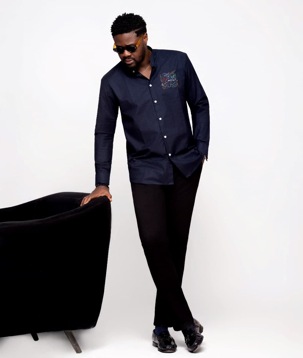 Chemise Gribouillage Bleu Nuit 2